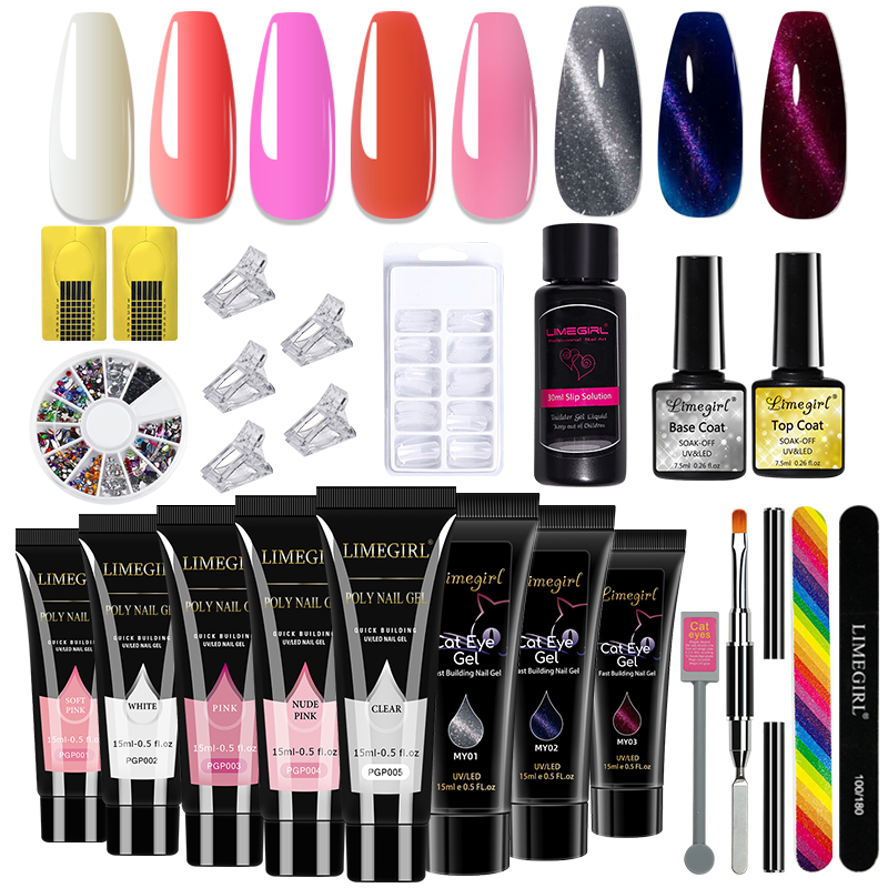 Nail Art Extension Cat Eye - LIMEGIRL 15ml ネイルアートキット ポリネイルジェル エクステンションセット キャッツアイ