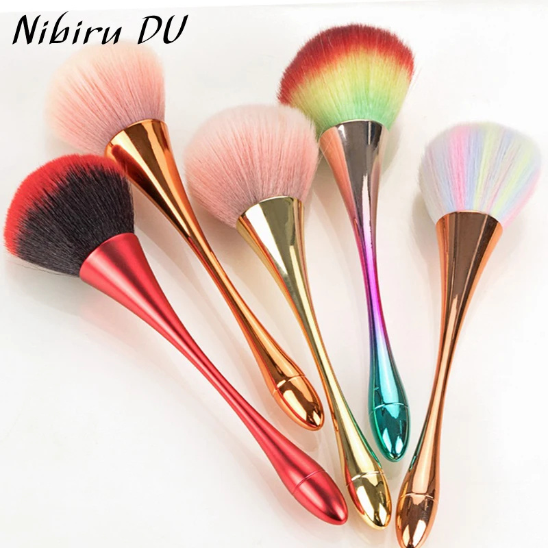Nail Art Rose Gold - プロのネイルアートブラシローズゴールドパウダーダストクリーナー超ふわふわ長柄赤面メイクアップブラシマニキュアツール