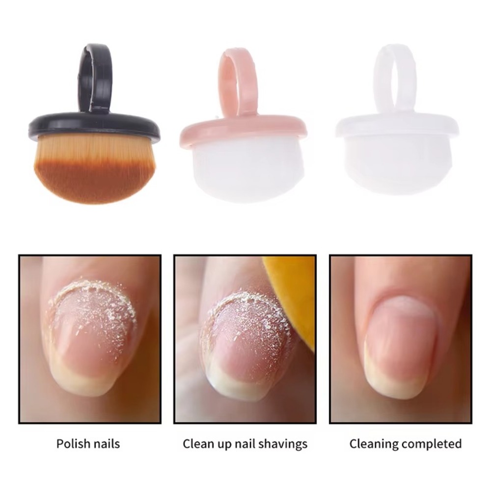 Nail Art For Men - 新しいオーバル型ネイルアートダストブラシ DIY マニキュアツール プラスチック製リング型ブラシ ジェルダストクリーニングバックルブラシ