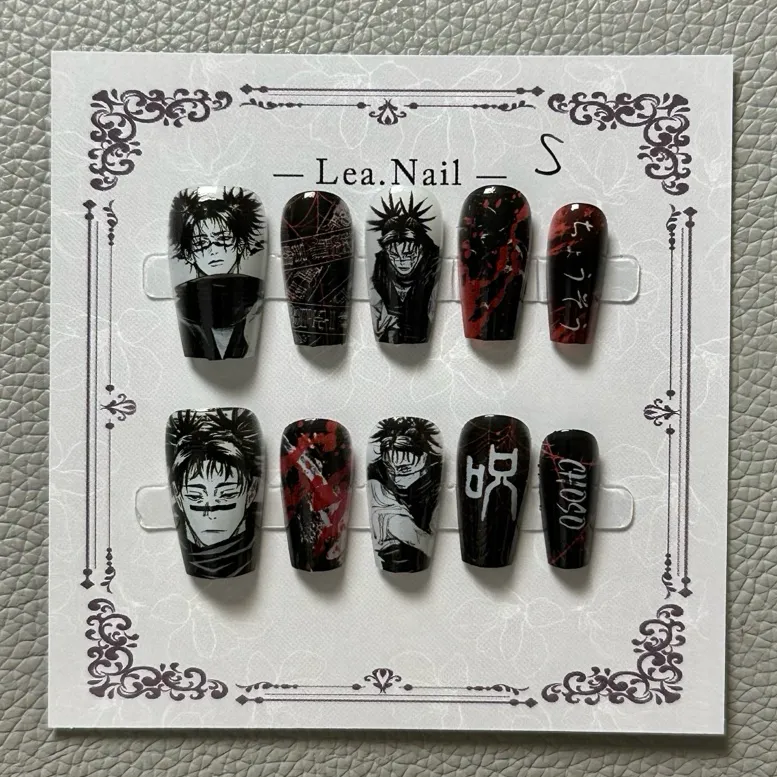 Nail Art Motif - 五条悟マニキュア猫の目プリントポータブルガール旅行飾るジュエリーアクセサリー漫画フィギュア周囲ネイルアート
