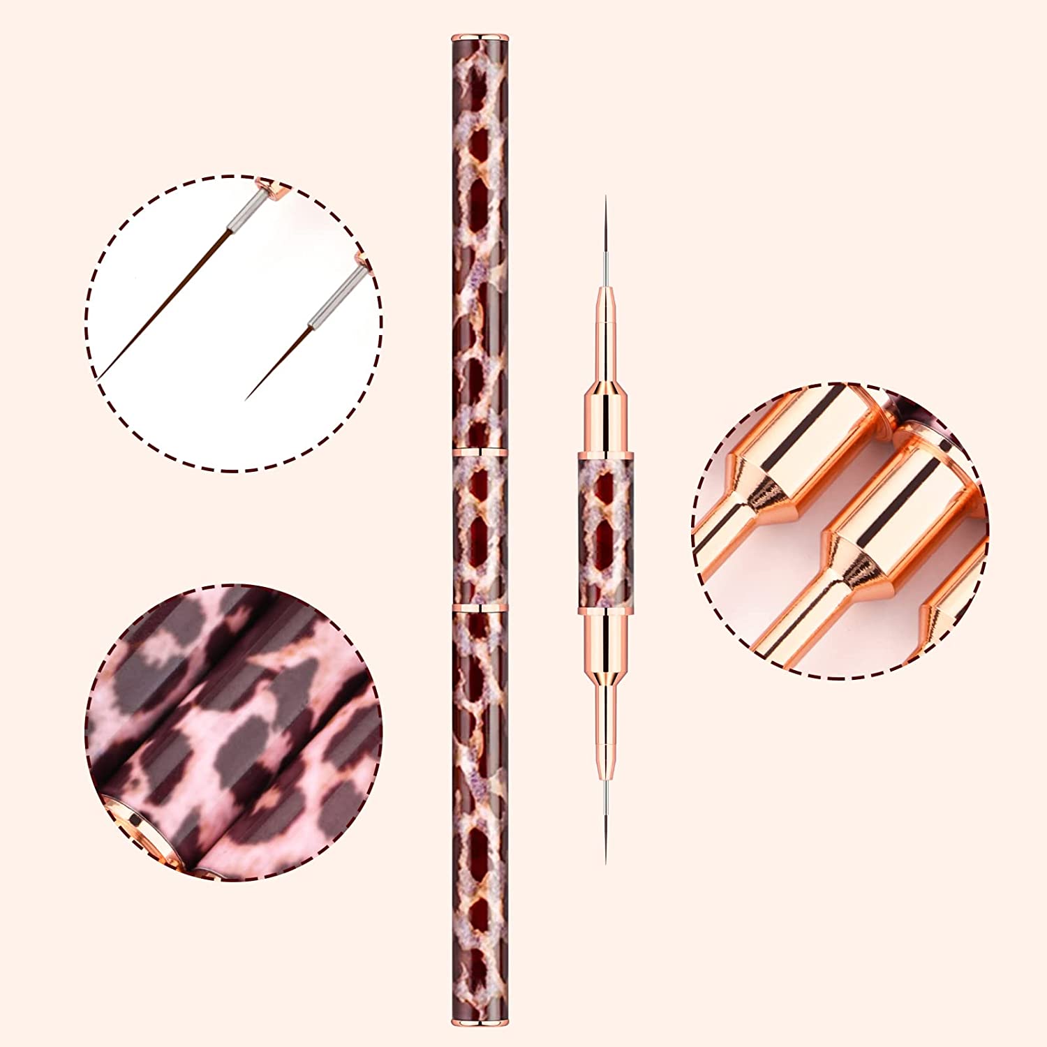 5-25 ミリメートルヒョウ柄ネイルアートブラシダブルヘッド - Nail Art Leopard のレビューと価格