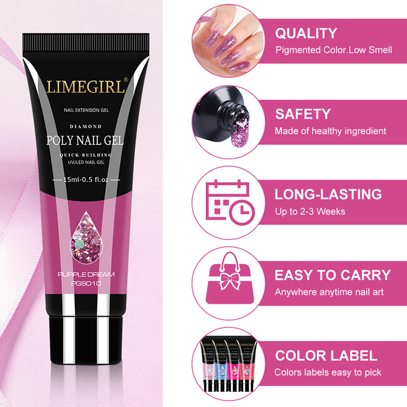 LIMEGIRL 15ml ネイルアートキット ポリネイルジ - Nail Art Extension Cat Eye のレビューと価格