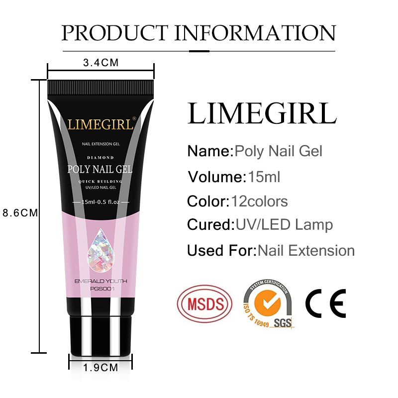 LIMEGIRL 15ml ネイルアートキット ポリネイルジ - Nail Art Extension Cat Eye のレビューと価格