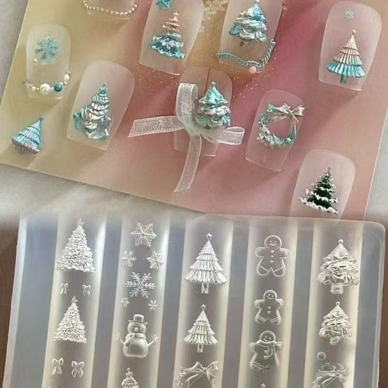 クリスマス雪だるまクリスマスツリー3Dネイルモールドエルクジ - Nail Art For Men のレビューと価格