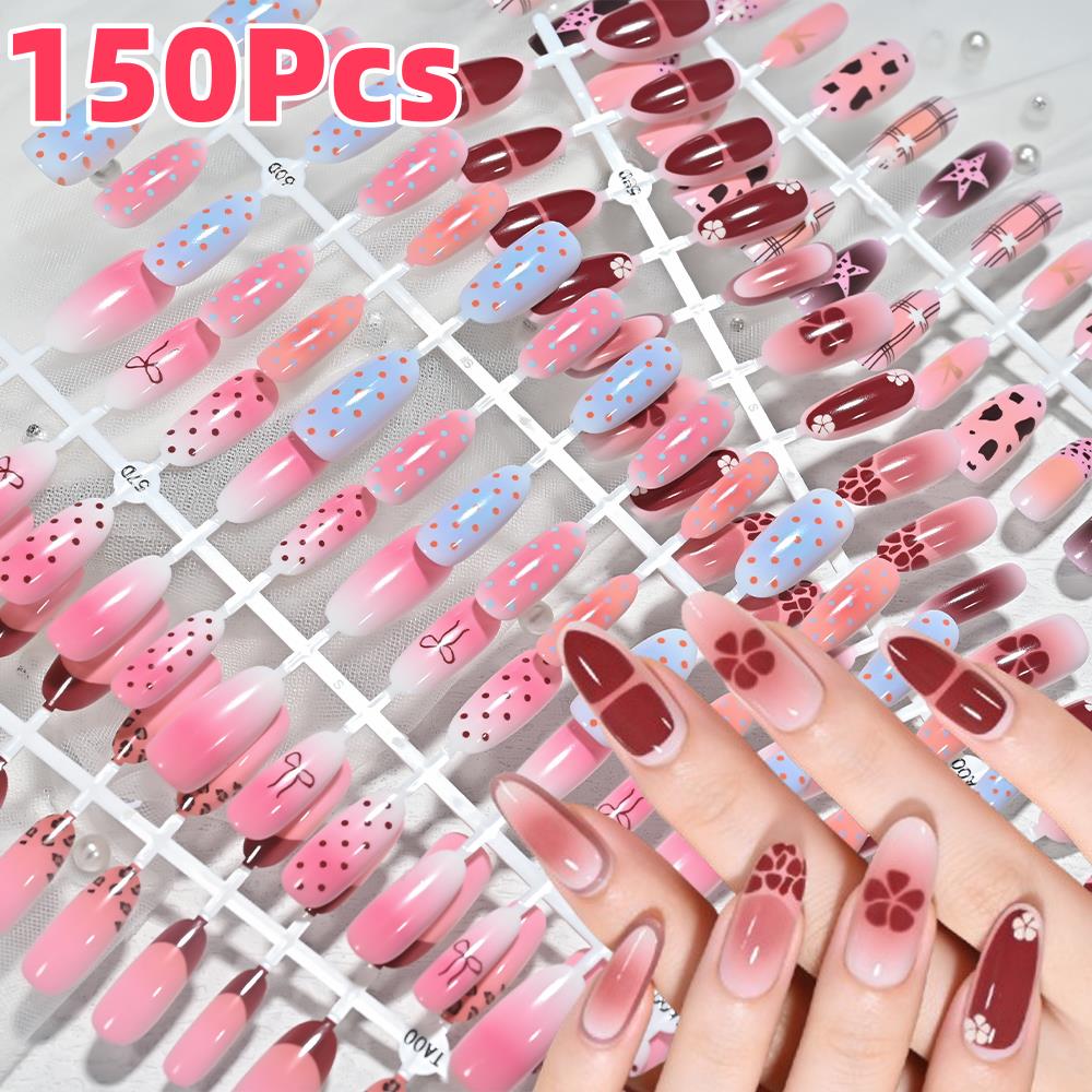 150枚入り ピンクブルーオンブレ レオパード柄 ポルカドッ - Nail Art Leopard のレビューと価格