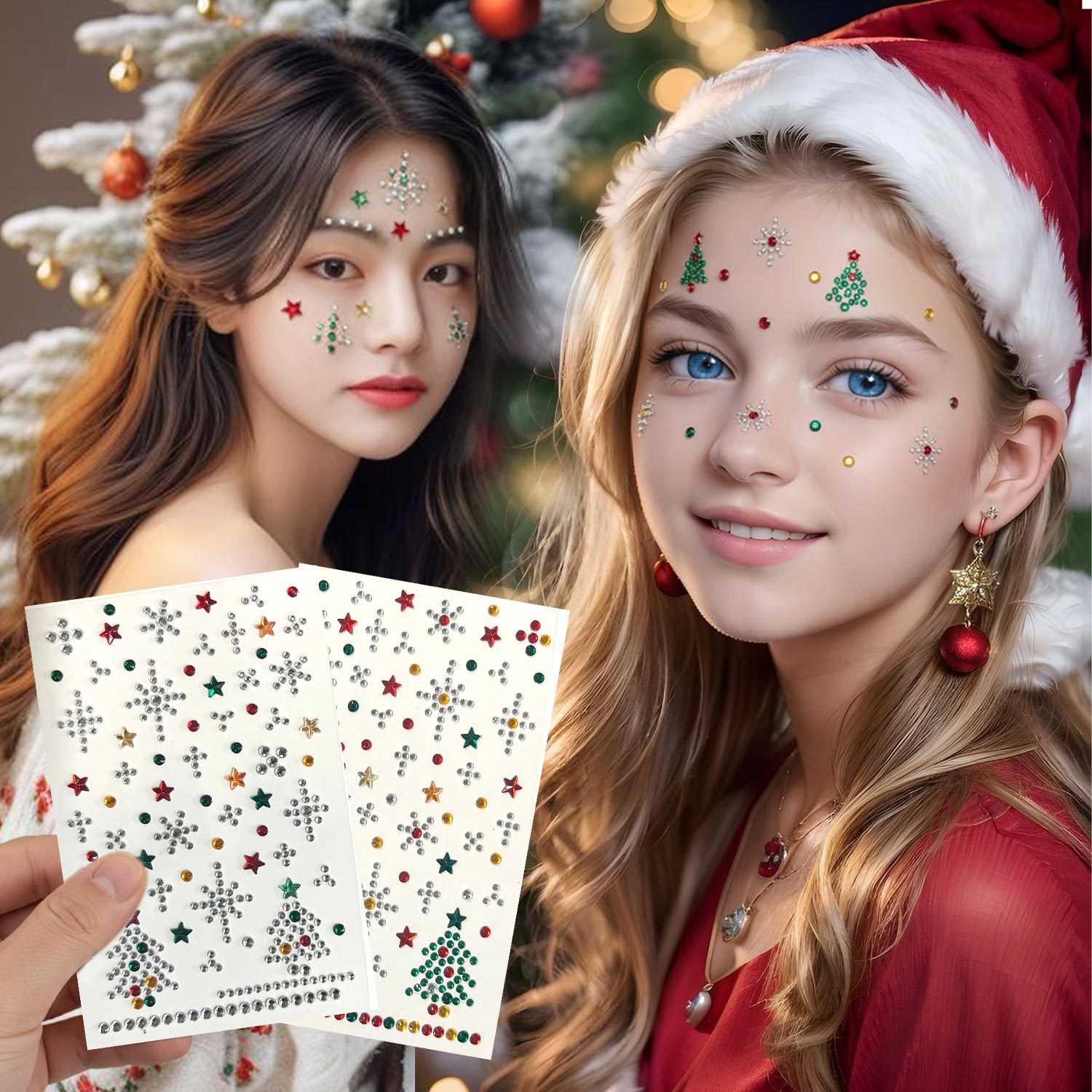 自己粘着ダイヤモンドフェイスステッカー クリスマスパーティー - Nail Art Nail Art のレビューと価格
