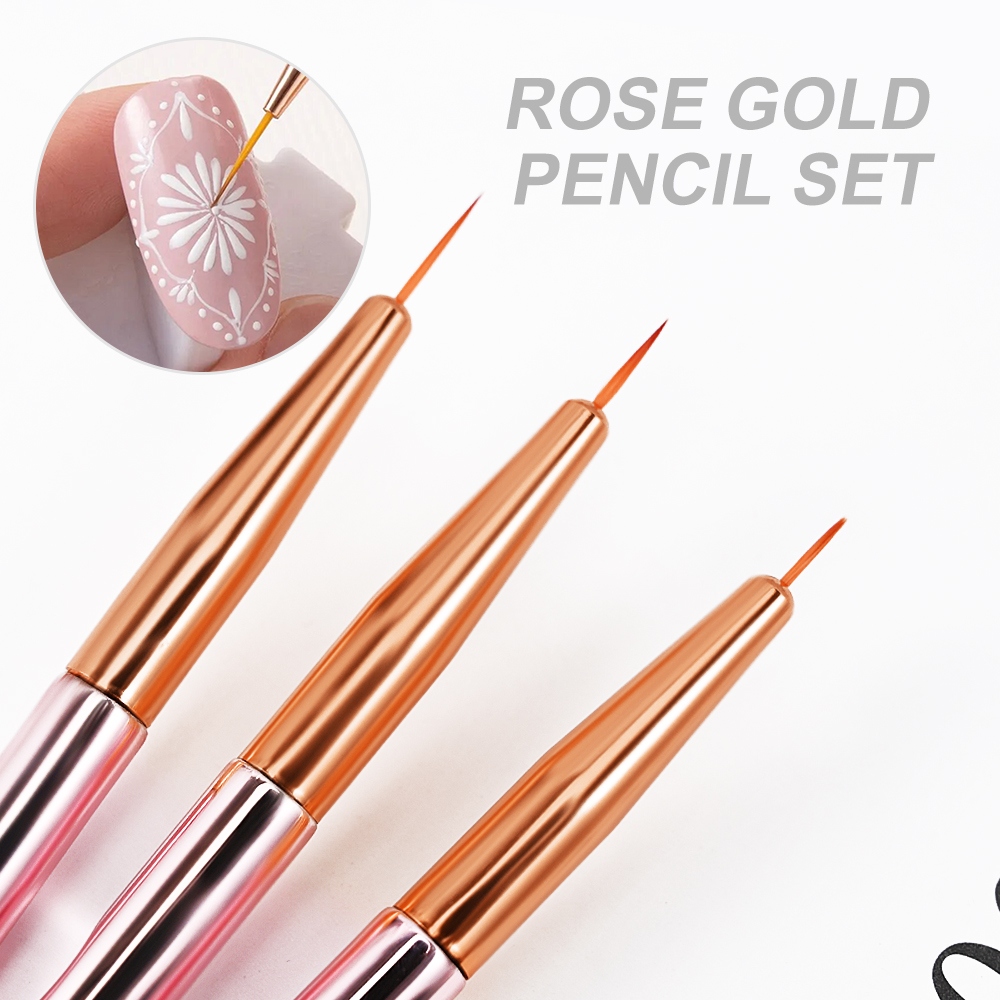 3/5本セット ローズゴールド ネイルアート ライナーブラシ - Nail Art Rose Gold のレビューと価格