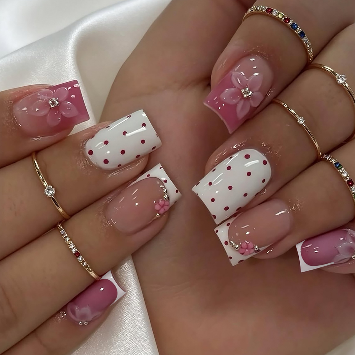 接着剤付きアクリルフェイクネイル,ミディアムスクエアネイル, - Nail Art Design のレビューと価格