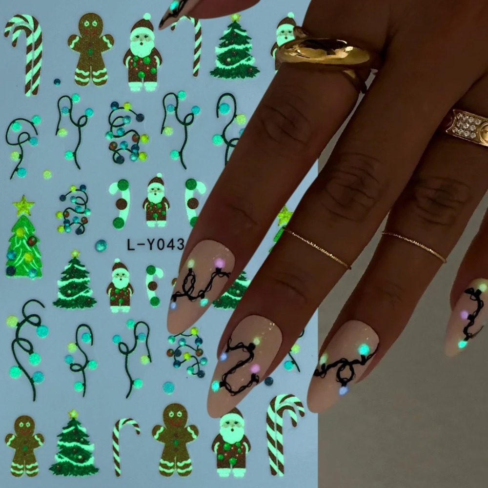 発光ランタン クリスマスネイルアートステッカー カラフルな電 - Nail Art For Men のレビューと価格