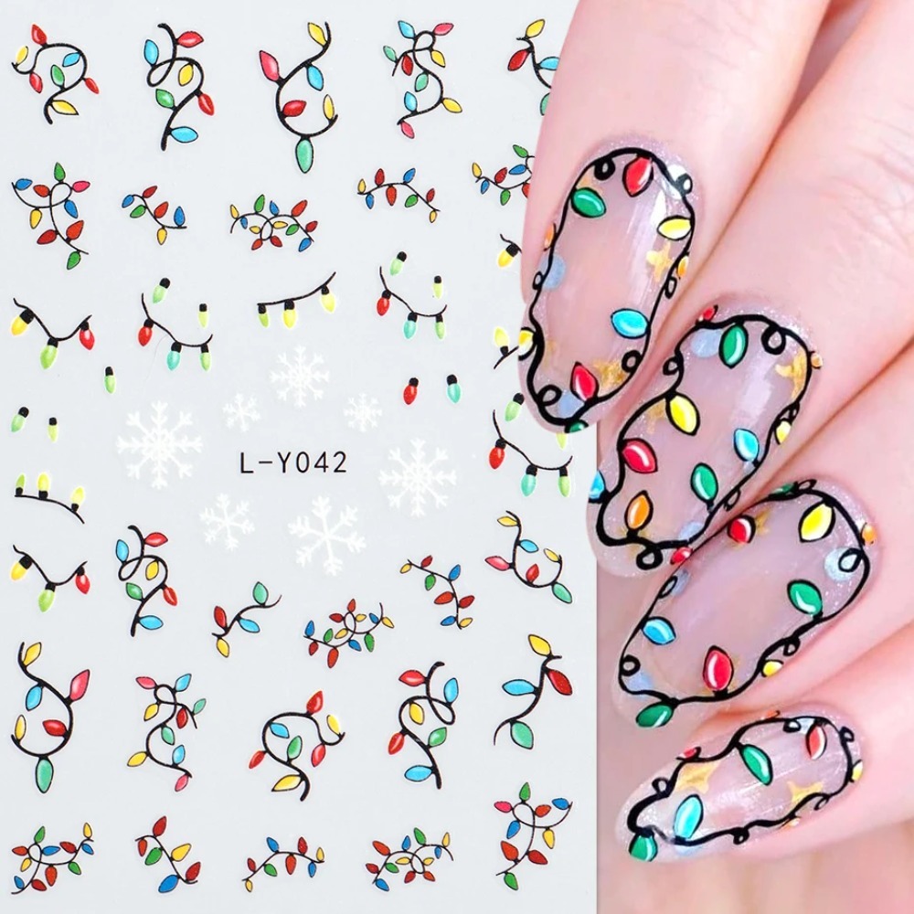 発光ランタン クリスマスネイルアートステッカー カラフルな電 - Nail Art For Men のレビューと価格