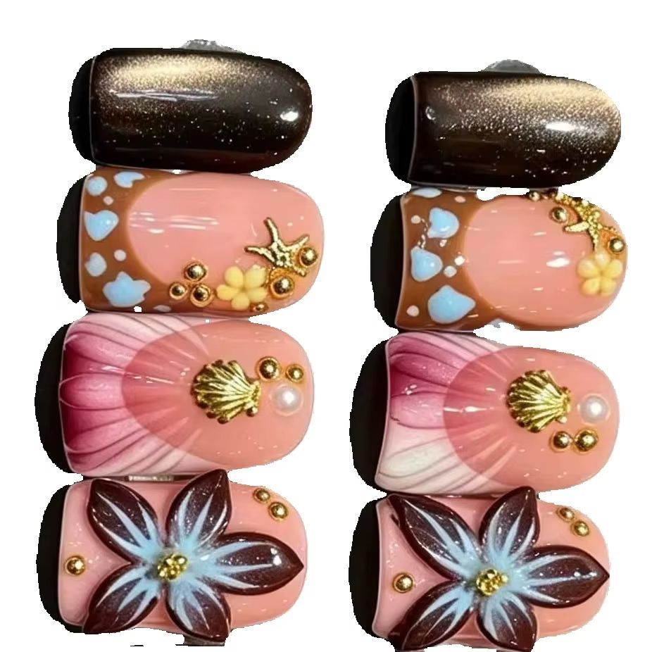 10個/セット ヌードピンクグラデーション ショートハンドメ - Nail Art Leopard のレビューと価格