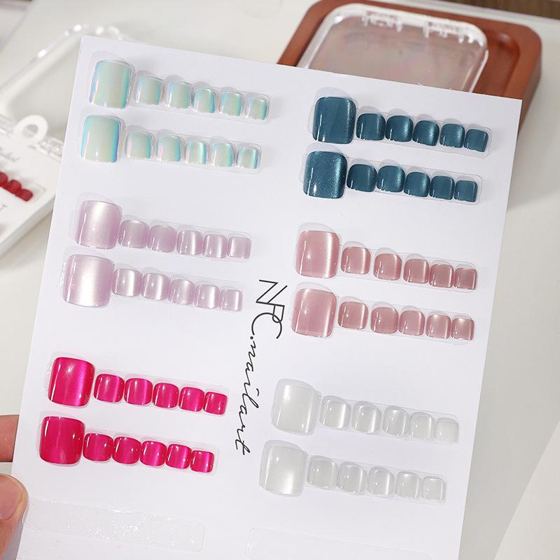 10枚入り/箱 フレンチフェイクネイル グロッシーキャッツア - Nail Art Extension Cat Eye のレビューと価格