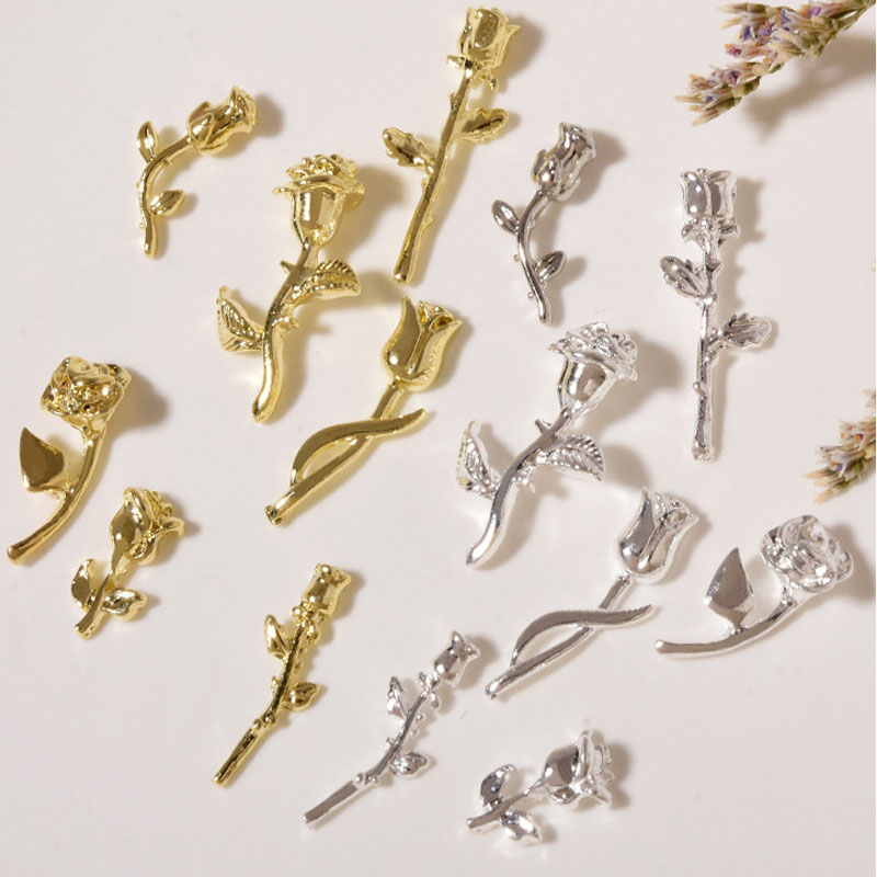 10 個 3D ローズネイルアート飾り DIY クラフトアク - Nail Art Rose Gold のレビューと価格