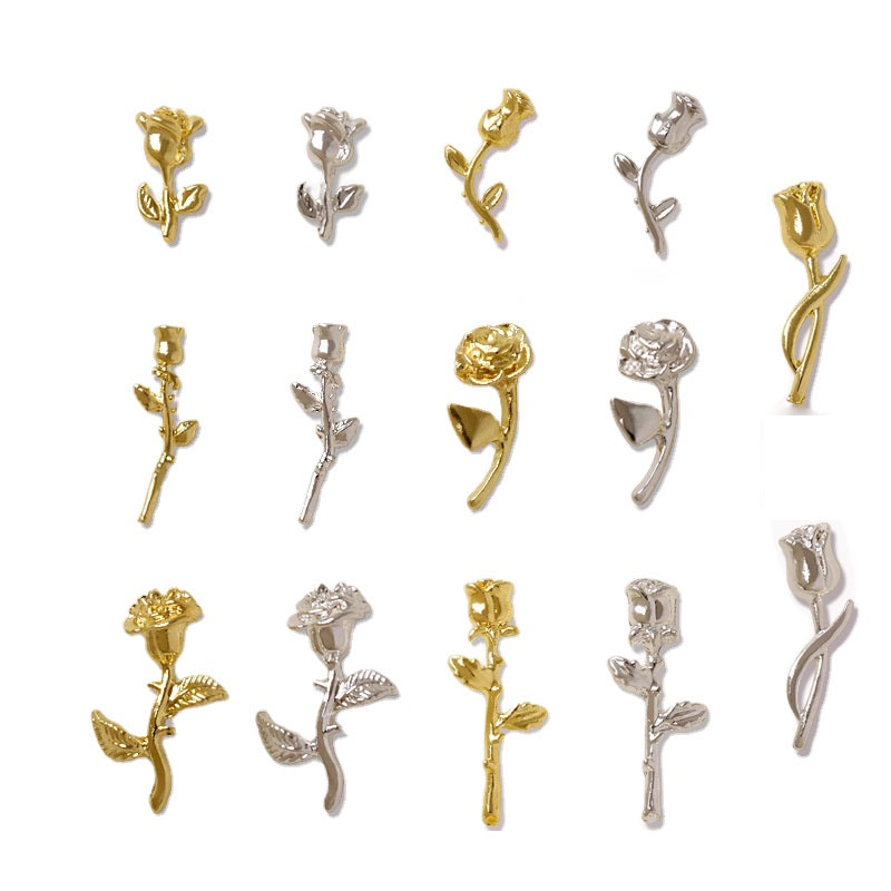 10 個 3D ローズネイルアート飾り DIY クラフトアク - Nail Art Rose Gold のレビューと価格