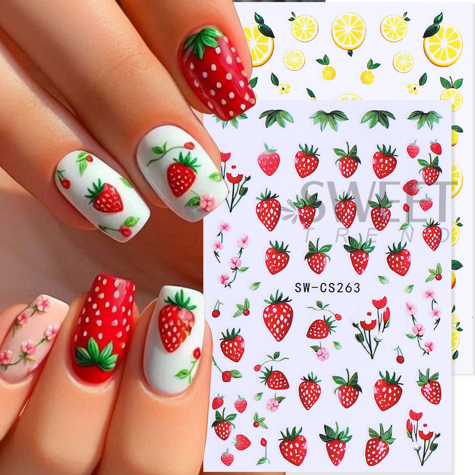 5 個フルーツネイルステッカーかわいいレモンイチゴブルーベリ - Nail Art France のレビューと価格