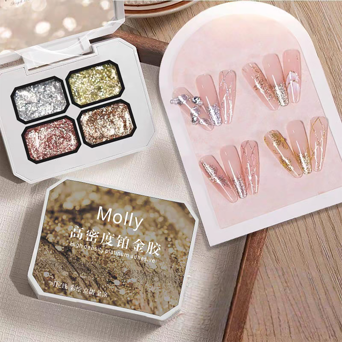 MIANELチャンキーフォイルプラチナネイルアートジェルパレ - Nail Art Rose Gold のレビューと価格