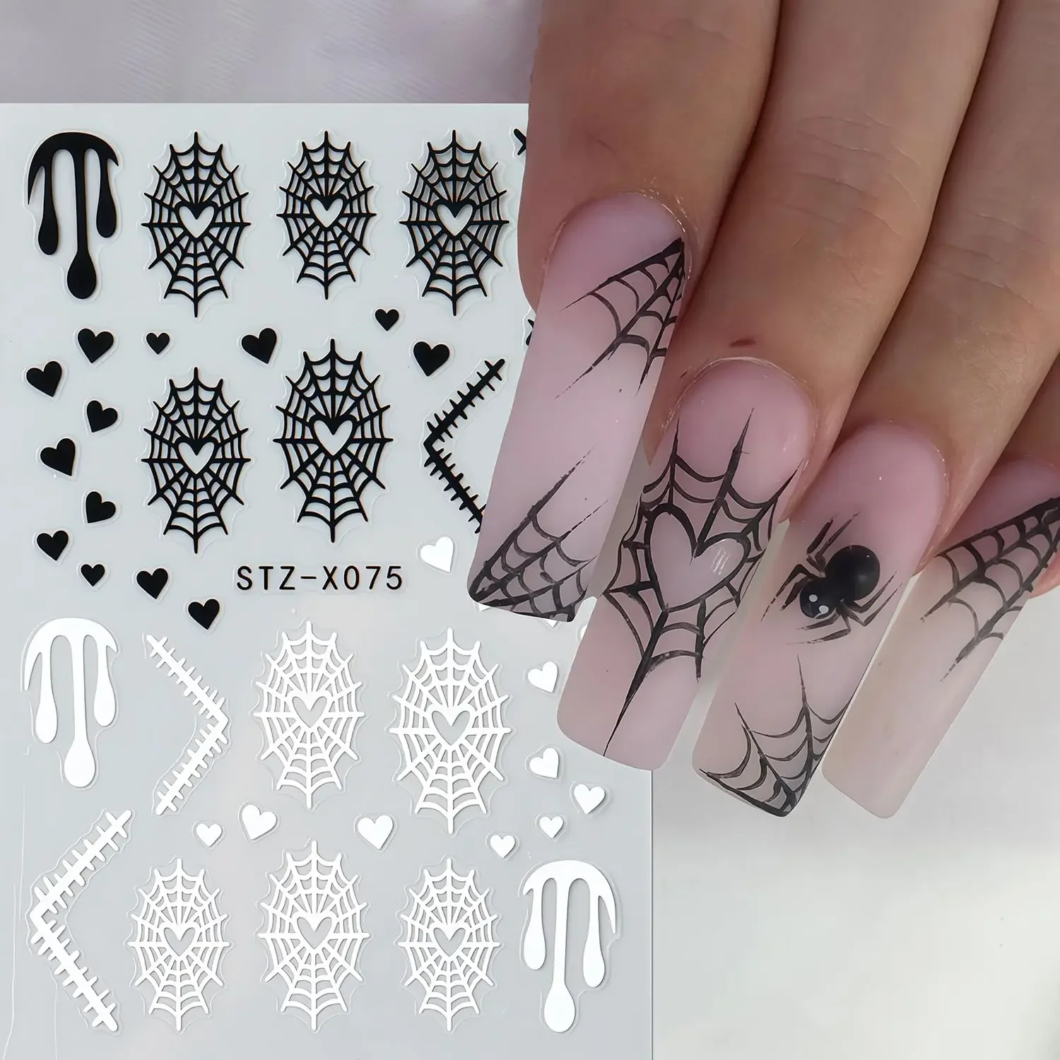 3D 自己粘着式ハロウィンネイルステッカー、クモ、蜘蛛の巣、 - Nail Art For Men のレビューと価格